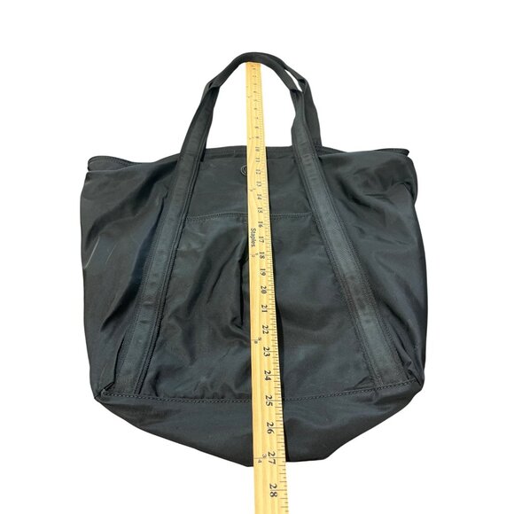Lululemon Black Nylon Large Tote Bag With Double Handles And Front Pocket - Picture 7 of 8